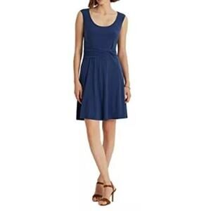 Lauren Ralph Lauren Women's Blue Sleeveless Scoop Neck Fit & Flare Dress Size 16